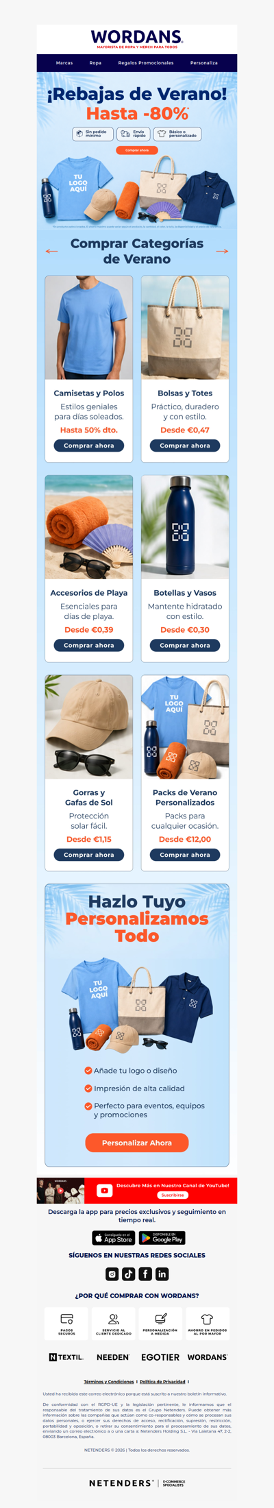 ⏳ [TERMINA PRONTO] ⏳ Las rebajas de verano ya están aquí. Todas las categorías. Hasta -80%.