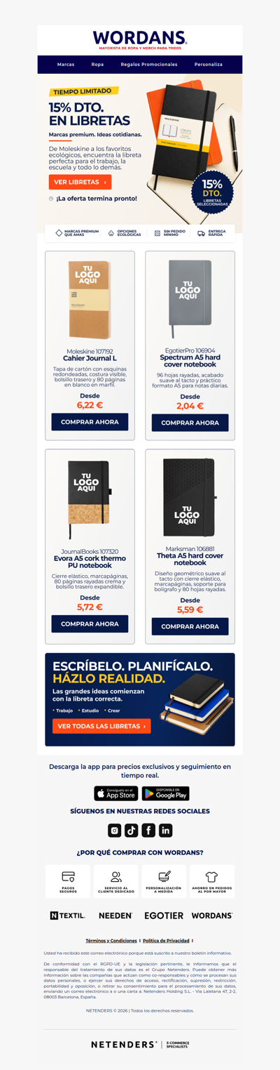 15% de descuento en cuadernos: Moleskine y más! 📓
