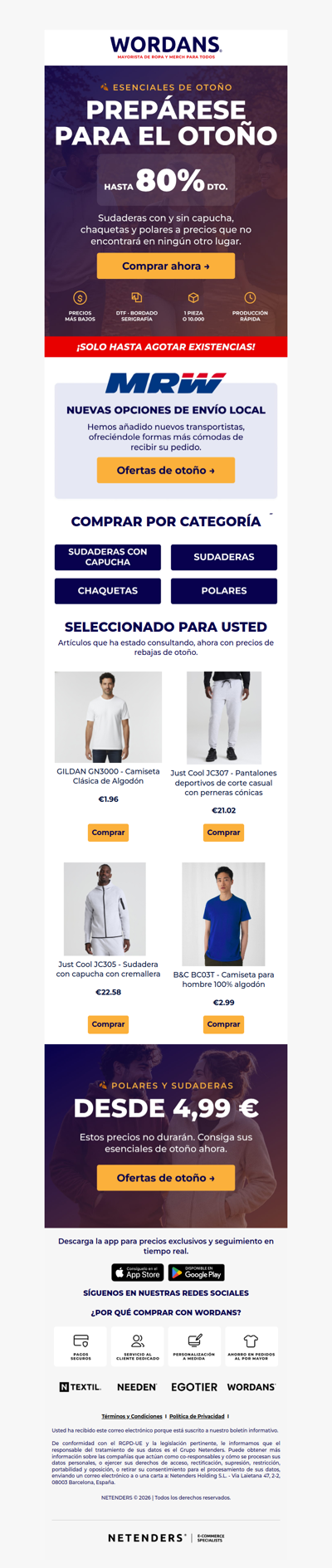 Esenciales de otoño: hasta un 80 % de descuento en sudaderas, sweats y chaquetas 🍂