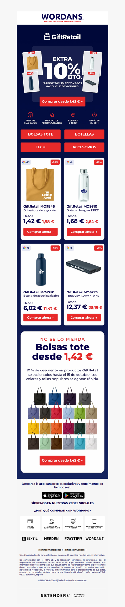 10 % de descuento extra en GiftRetail | Desde 1,42 €