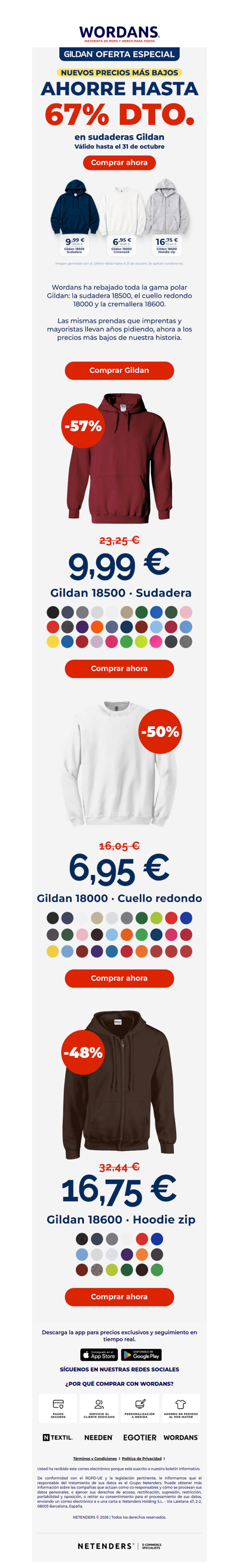 Hasta 67 % dto. 🔥 Sudaderas Gildan desde 6,95 €