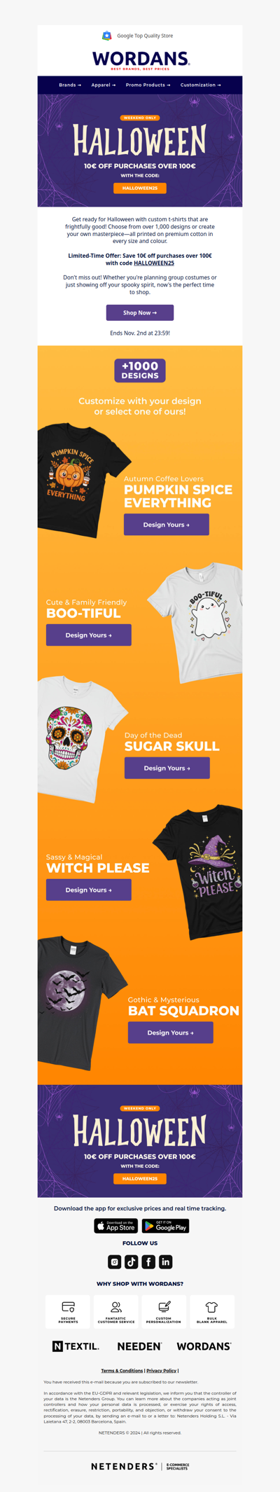 🎃 Use code HALLOWEEN25 for 10€ off orders over 100€