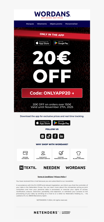 Your exclusive €20 app discount.