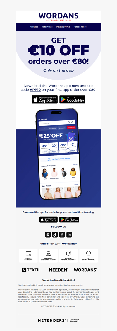 📱 Get €10 off your first app order over €80 (app exclusive)