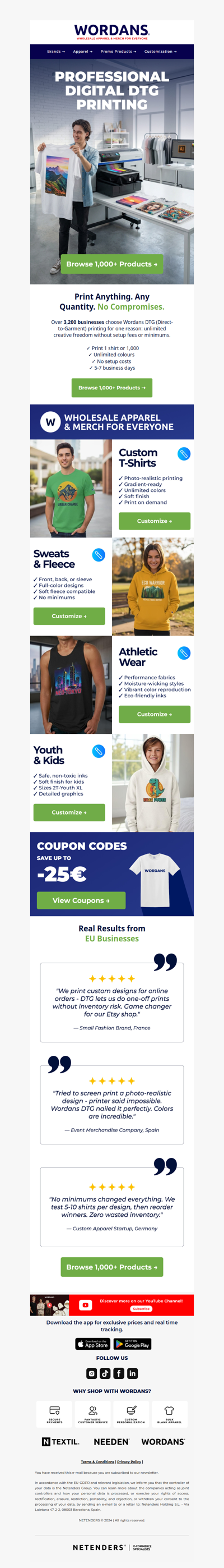 Full-Colour DTG Printing: Lowest Price | No Minimums | Photo-Quality