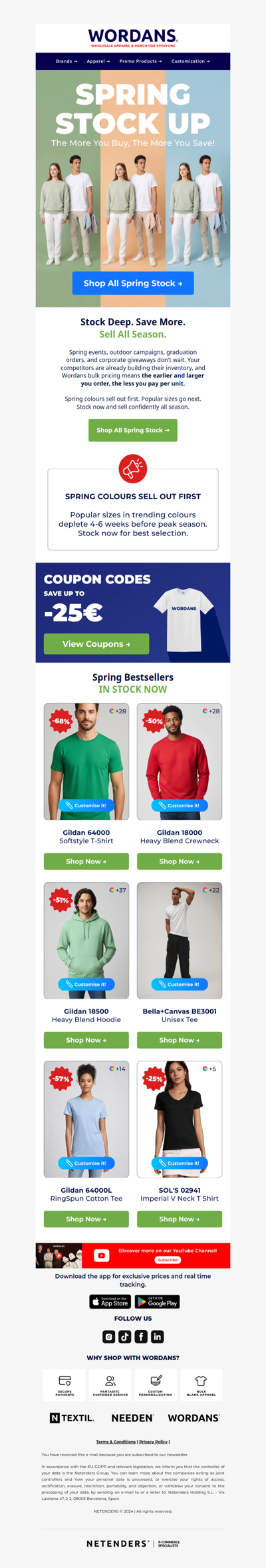 Spring Stock Up: €15 Off €250 | €20 Off €500 | €25 Off €750