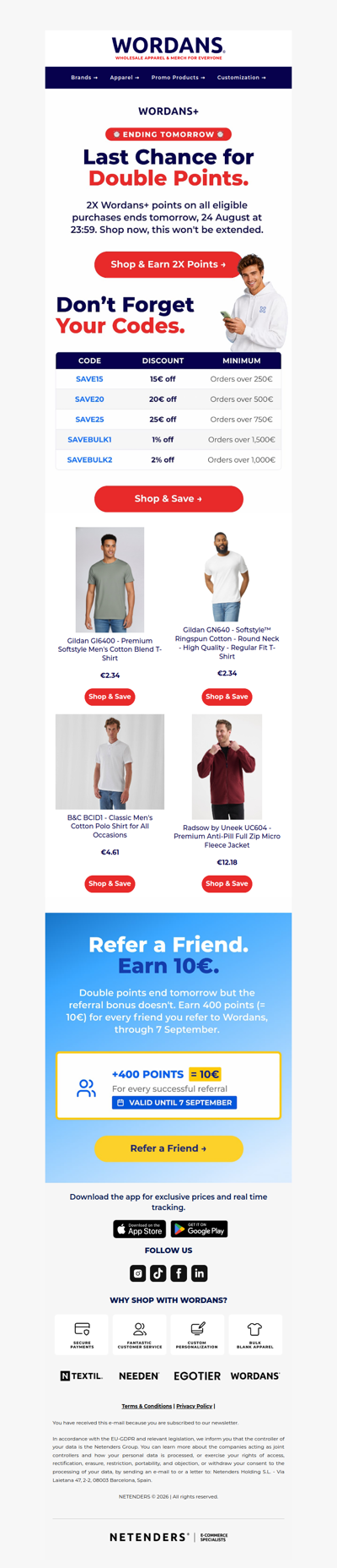 ⏳ Double Points End Tomorrow + Don't Miss Your Codes Inside
