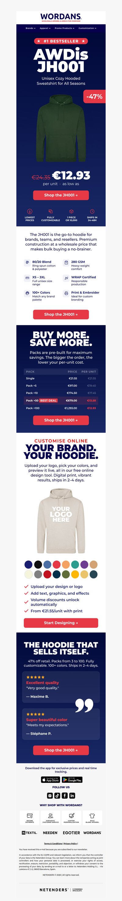 Our #1 hoodie. Now 47% off.