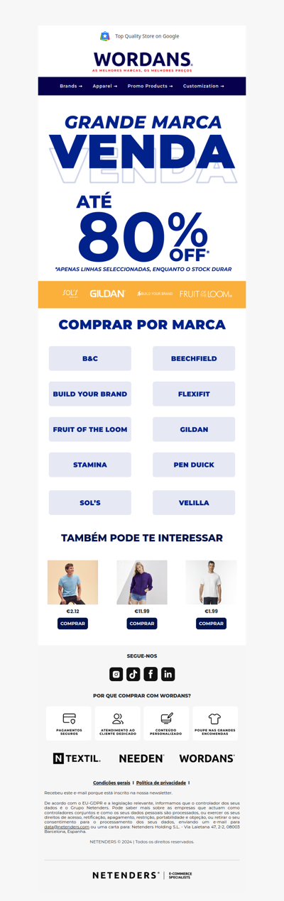 Marcas de Vestuário em Branco Mais Vendidas Agora - Até 80% Oferta ⏰