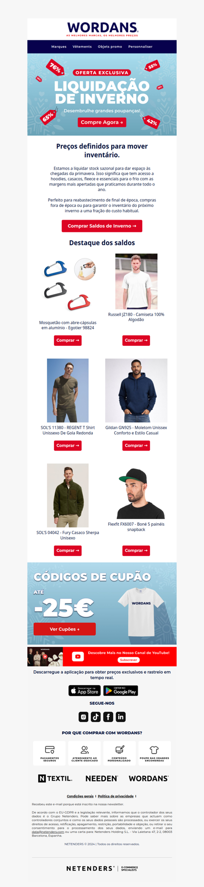 ❄️ Saldos de Inverno: fleece, roupa de exterior e essenciais para o frio