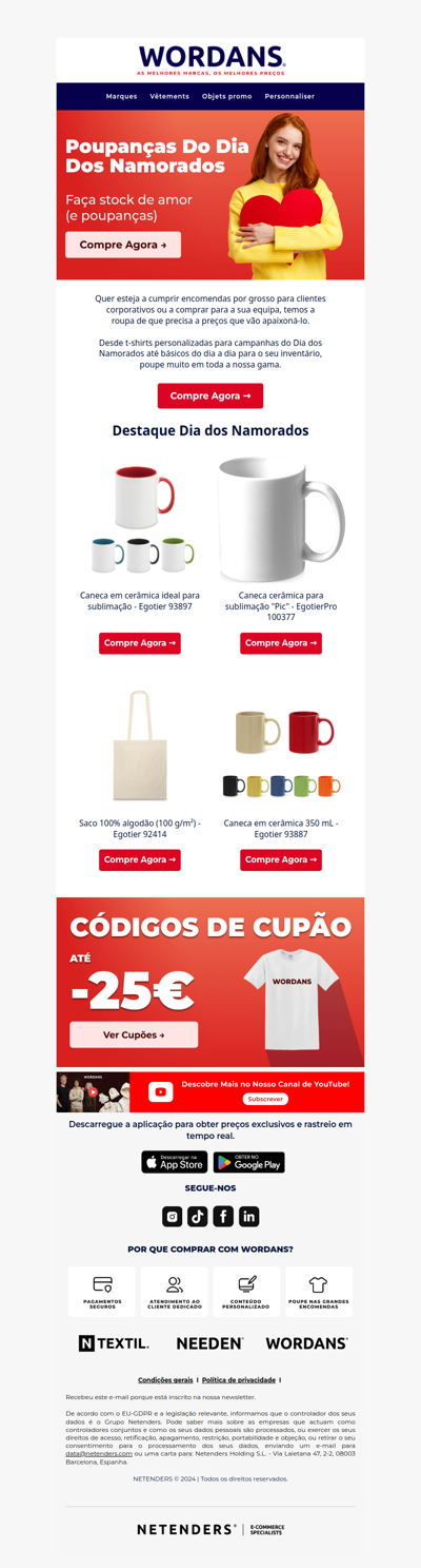 💝 Preços Dia dos Namorados em encomendas por grosso e a retalho