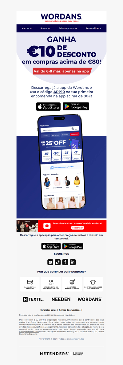 [Só este fim de semana] 📱 Recebe 10€ de desconto na tua primeira encomenda na app acima de 80€