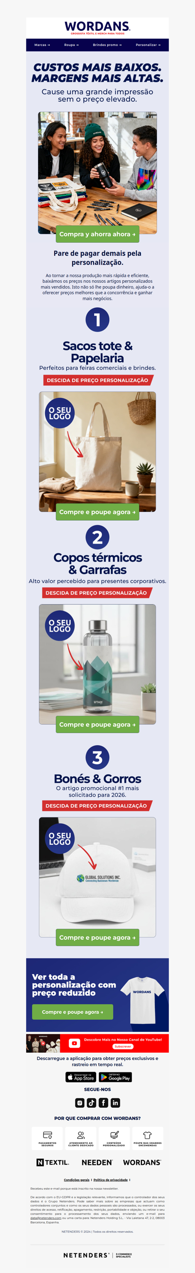 📉 Descida de Preço: Maiores Margens para Si em Todas as Encomendas Personalizadas
