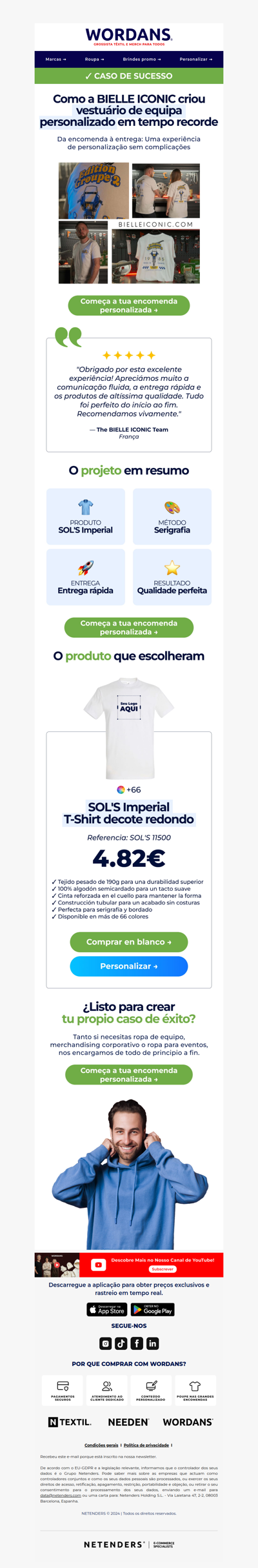 Como a BIELLE ICONIC Criou Vestuário de Equipa Personalizado