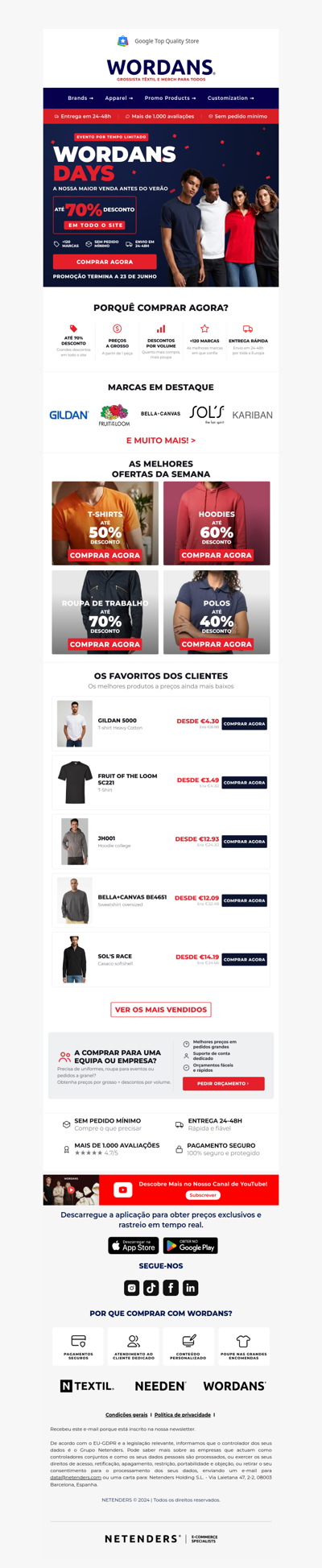 🚨 Os Wordans Days começaram: Até 70% de desconto em tudo