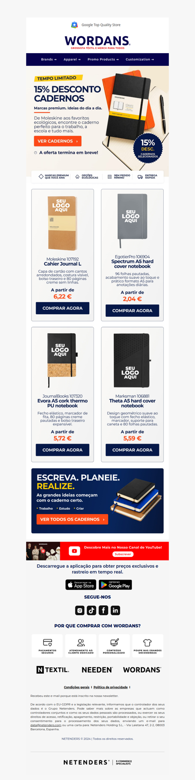 15% de desconto em cadernos: Moleskine & mais! 📓