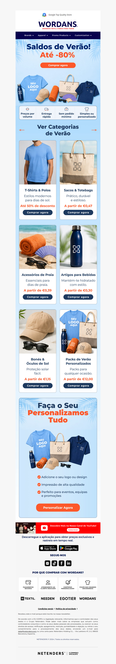 🌞 Os saldos de verão já começaram. Todas as categorias. Até 80% de desconto.