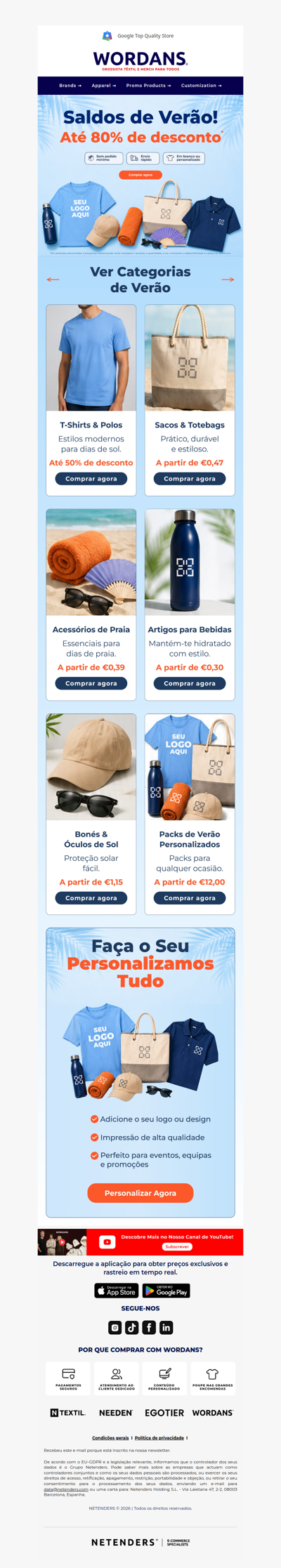⏳ [A TERMINAR BREVEMENTE] ⏳ Os saldos de verão já começaram. Todas as categorias. Até 80% de desconto.