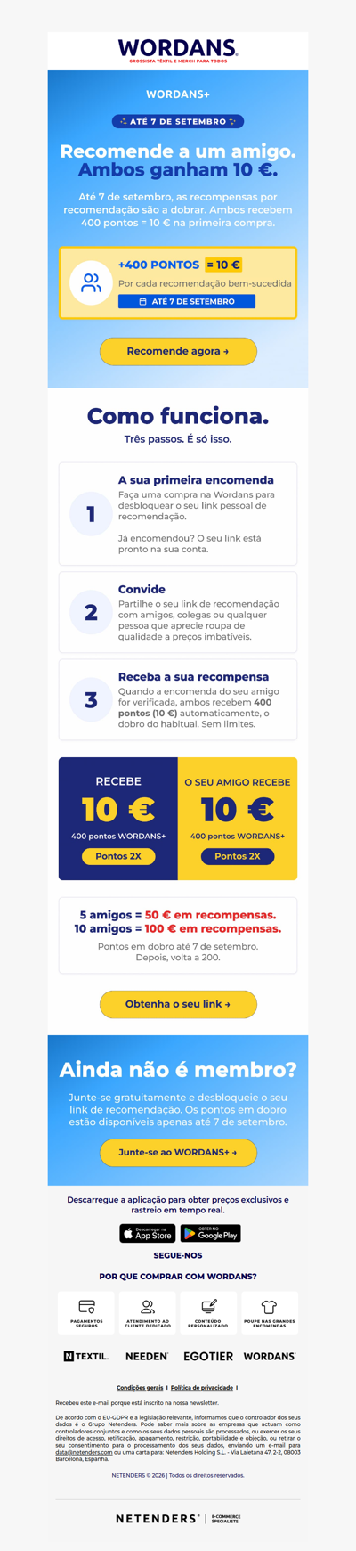 🧑‍🤝‍🧑 Recomende a um amigo. Ambos ganham 10 €.