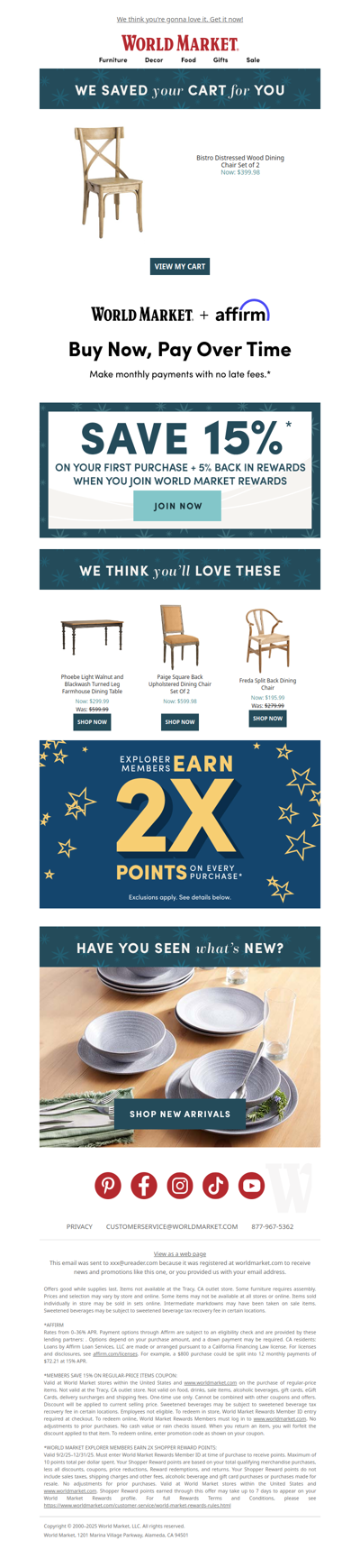 You left something in your cart and it’s so you + 2x points.