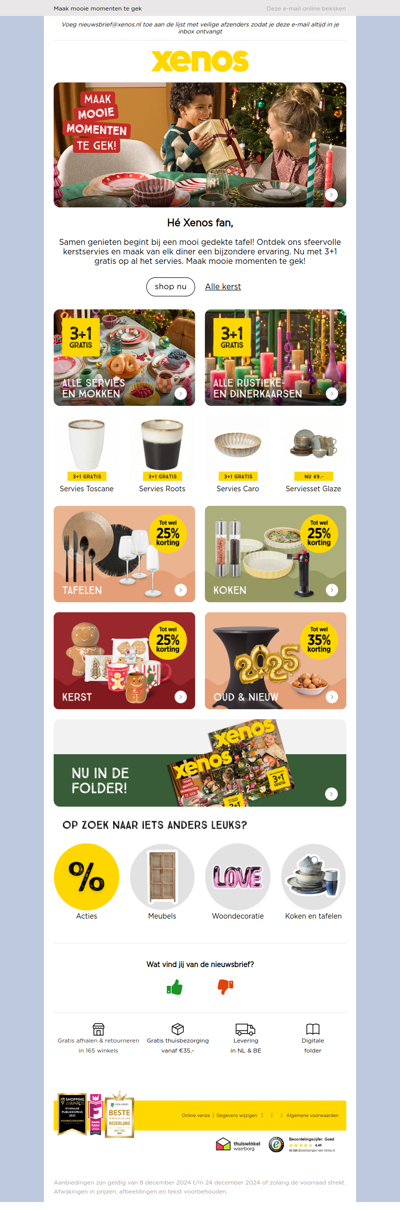 Alle servies en mokken 3+1 gratis