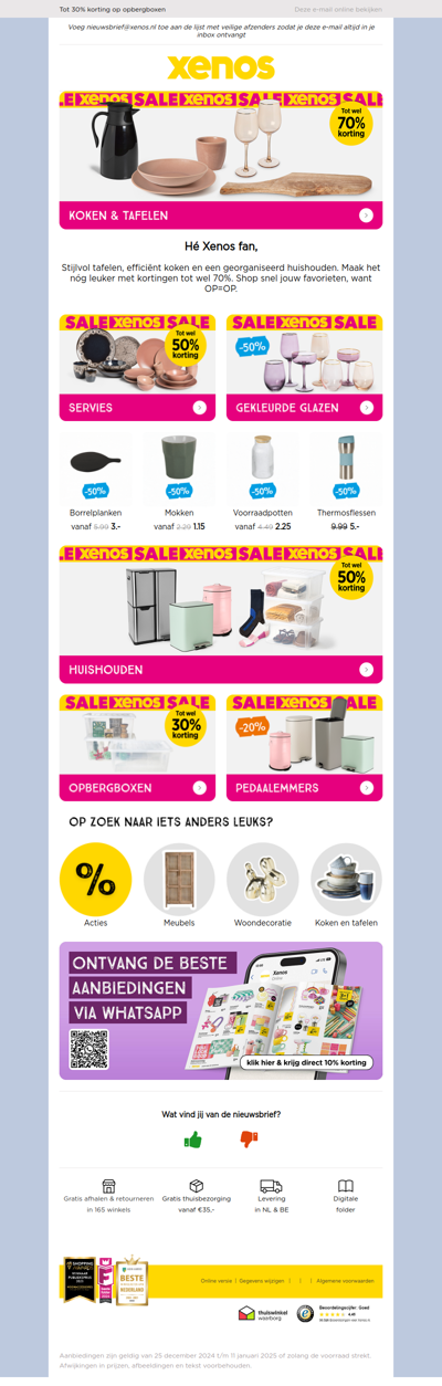 SALE: tot 70% korting op koken en tafelen