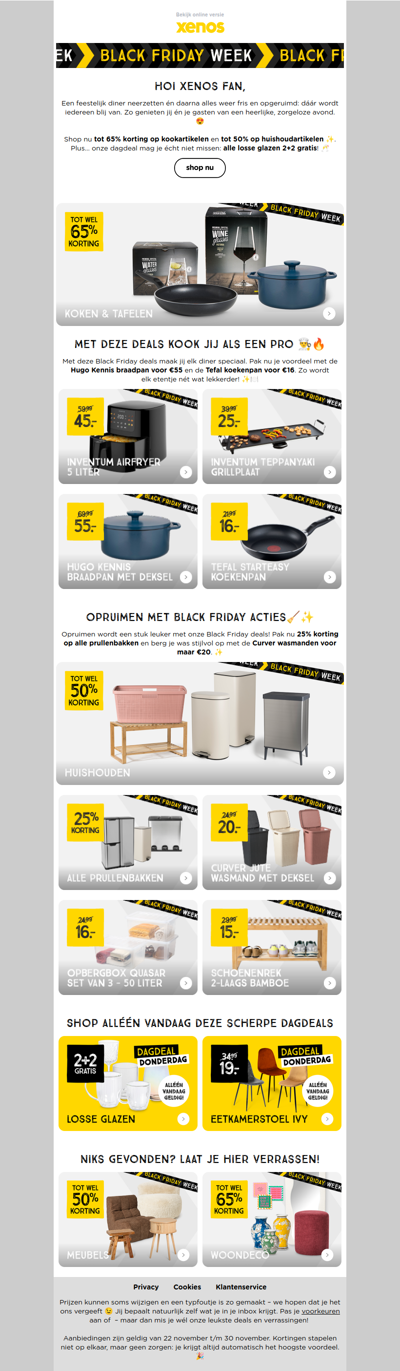 Tot wel 65% op kook artikelen en tot wel 50% op huishouden💛🖤