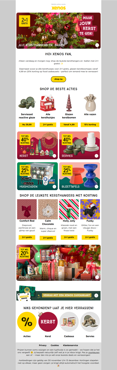 Laatste kans: alle kersthangers en -ballen 2+1 gratis🎄