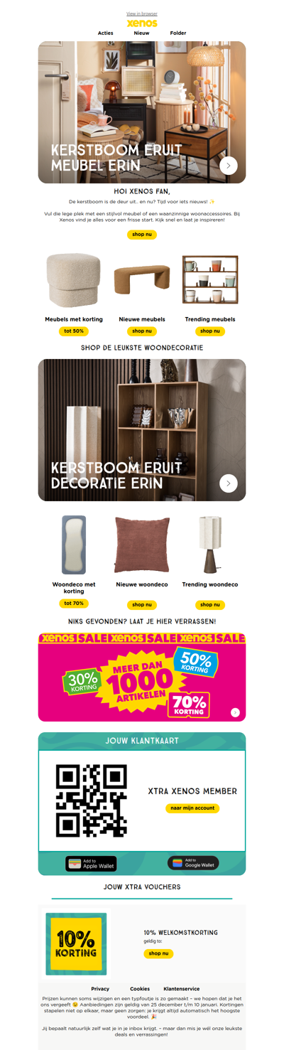 Kerstboom eruit, meubel erin