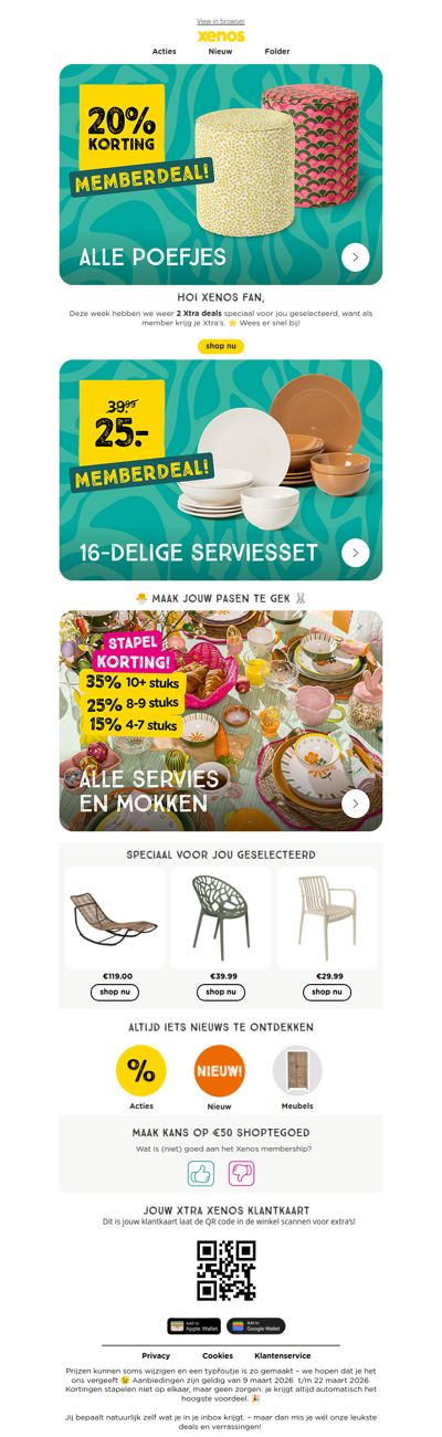 Xtra Xenos member, 2 Xtra deals alleen voor jou!