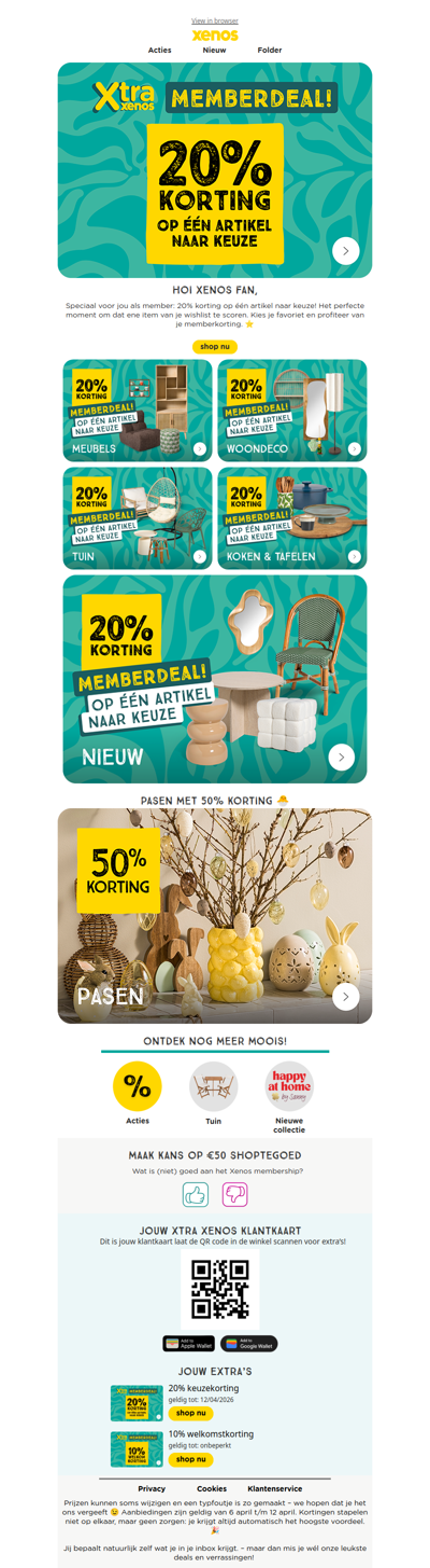 Maandag week 15 2026 (B): 20% korting op één artikel naar keuze!
