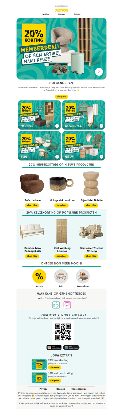 20% korting op één artikel naar keuze! 🎁