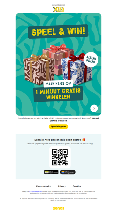 Speel & win 1 minuut gratis winkelen