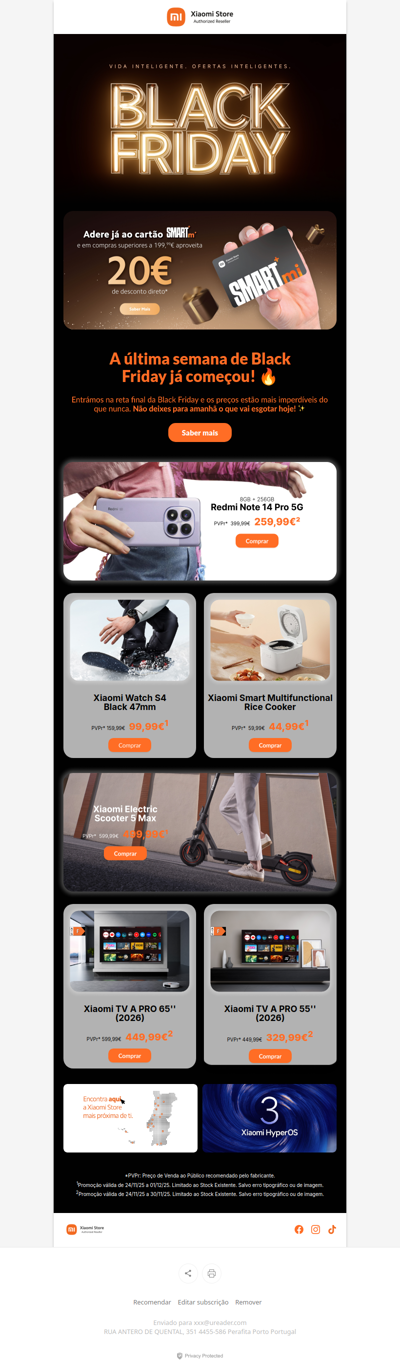 🔥 Já começou a última semana de Black Friday na Xiaomi Store!