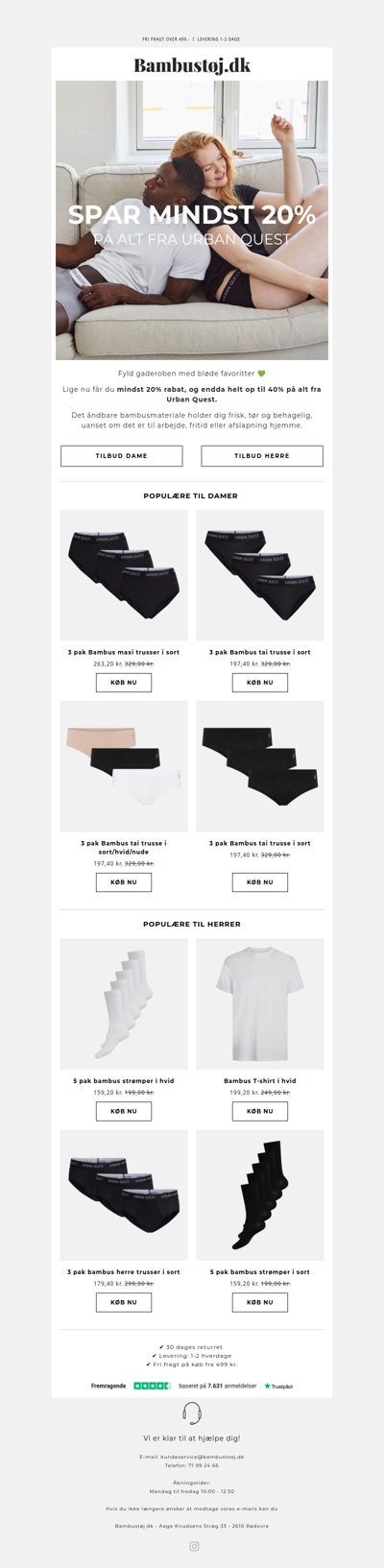 Spar mindst 20%, og helt op til 40% på alt fra Urban Quest - komfort møder stil 🌟