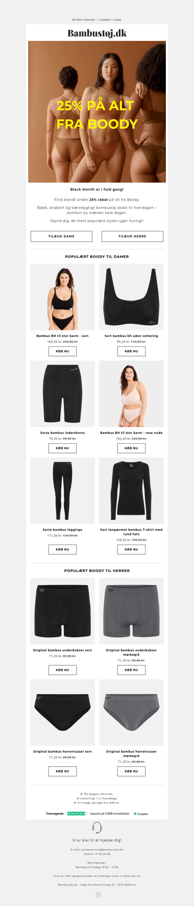 Spar 25% på alt fra bløde Boody - komfort du vil elske 💚