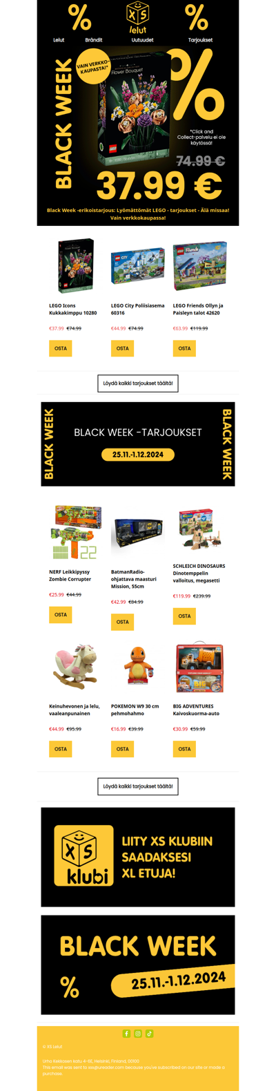 Black Week -erikoistarjous: Lyömättömät LEGO - tarjoukset - Älä missaa! Vain verkkokaupassa!