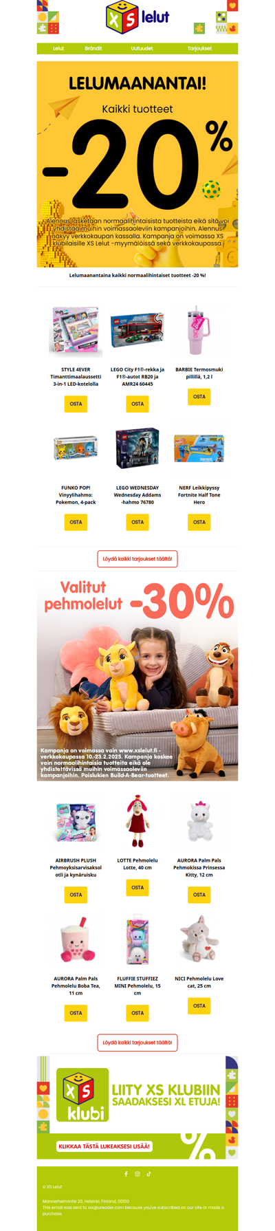 🚀 Paras tapa aloittaa viikko: LELUMAANANTAINA kaikki normaalihintaiset tuotteet -20 %!