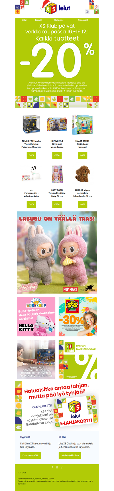 XS Klubilaiset! 20% erikoistarjous!