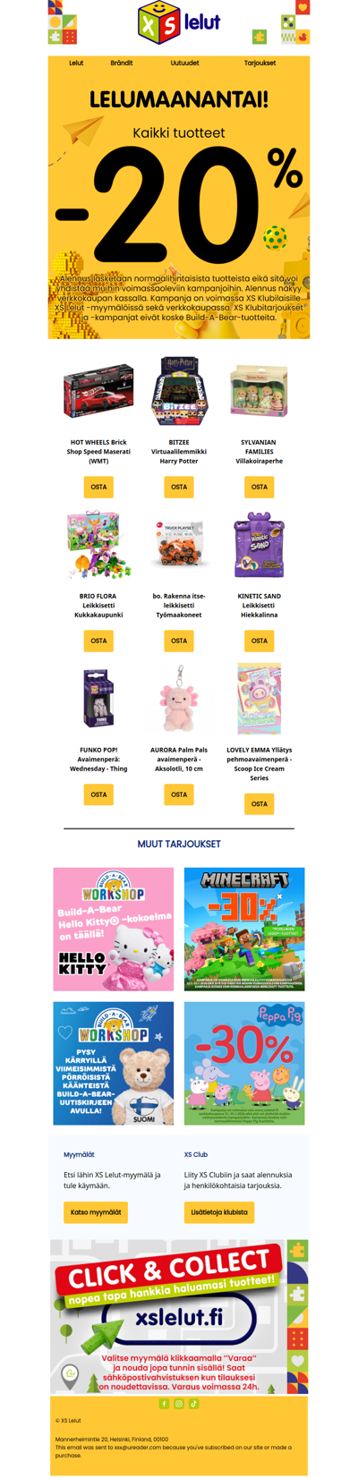 Lelumaanantaina kaikki normaalihintaiset tuotteet -20 %!