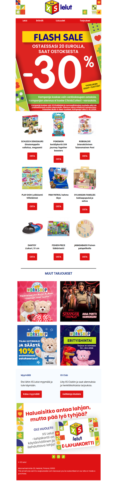 4 päivän MEGA-ALENNUS leluista! -30%!