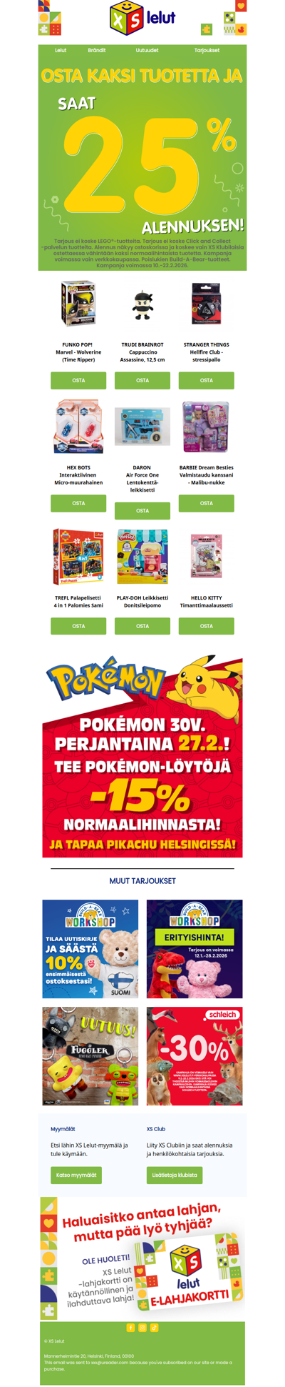 Tuplaa tavara ja säästä 25%!