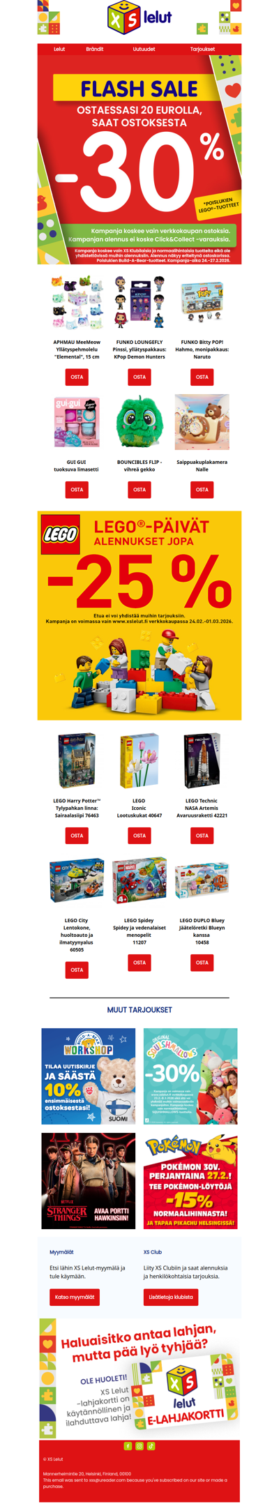 4 päivän MEGA-ALENNUS leluista! -30%!