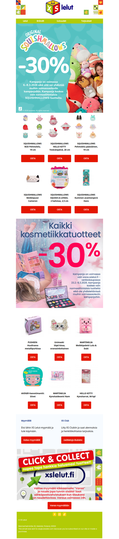 MEGA-ALE! Kaikki Squishmallows-tuotteet -30%! Myymälöissä ja verkossa.