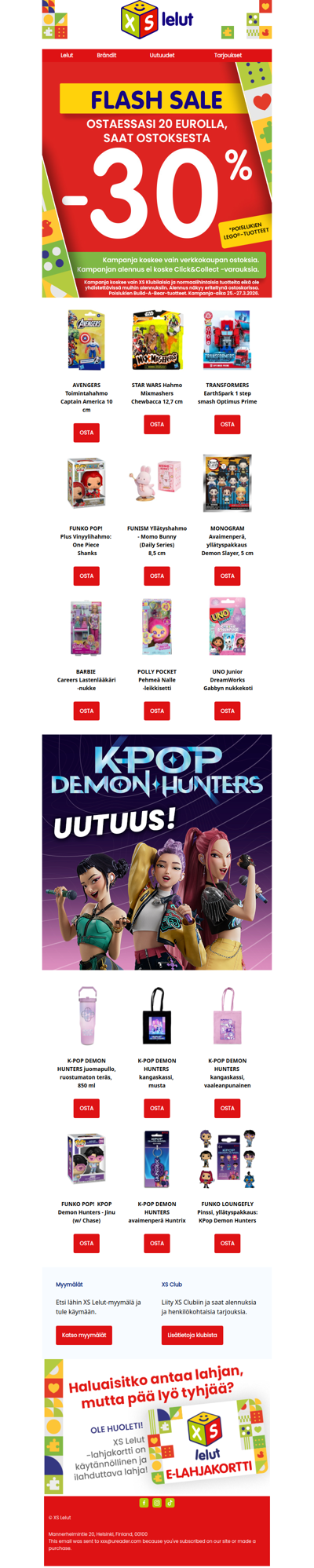 3 päivän MEGA-ALENNUS leluista! -30%!