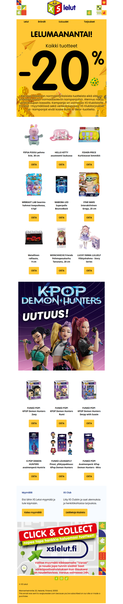 🚀 Lelumaanantaina kaikki normaalihintaiset tuotteet -20 %!