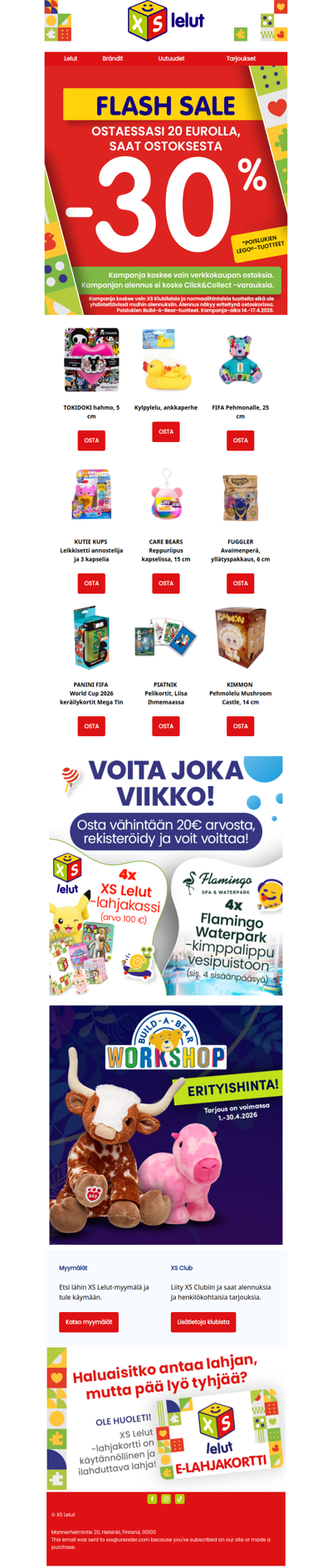 4 päivän MEGA-ALENNUS leluista! -30%!