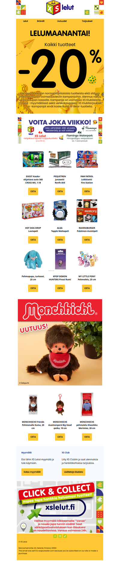 🚀 Lelumaanantaina kaikki normaalihintaiset tuotteet -20 %!