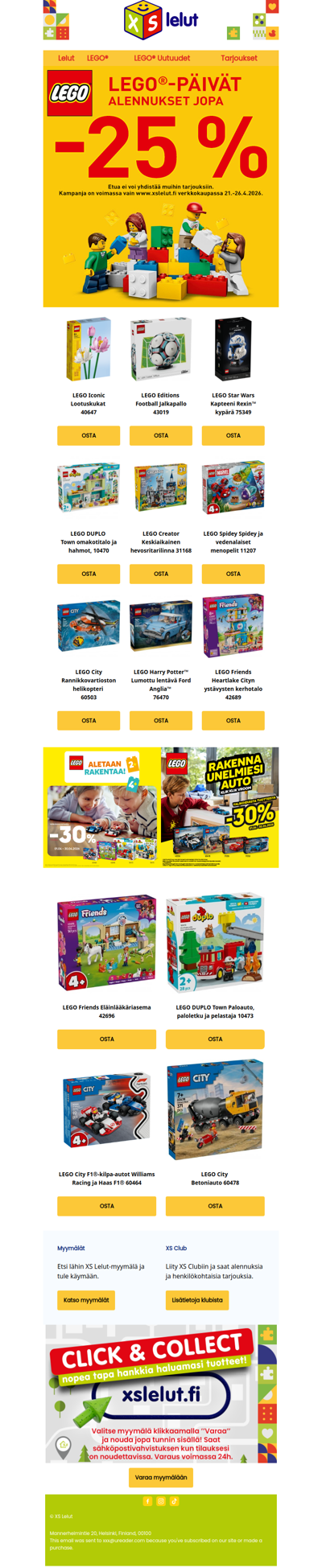Pala palalta - kaikki LEGO-setit jopa -25 %