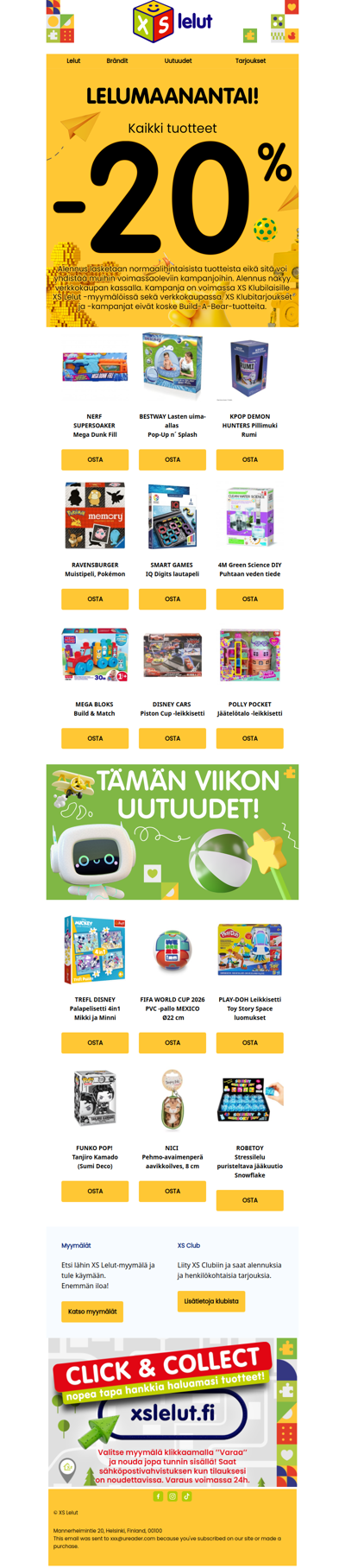 🚀 Lelumaanantaina kaikki normaalihintaiset tuotteet -20 %!